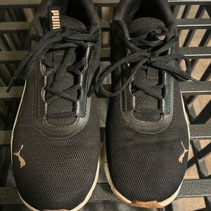 PUMA Womens Black Sneakers with Gold Details